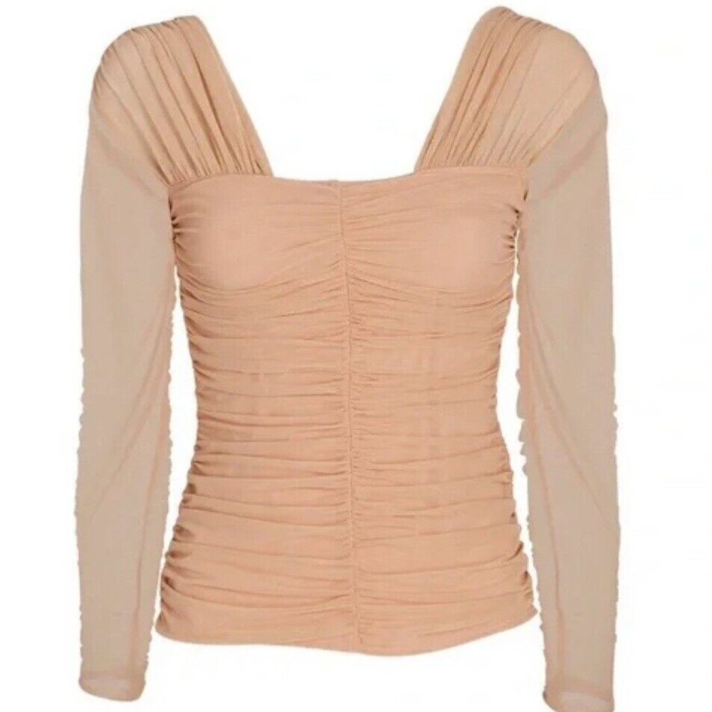 A.L.C. Jackie Tulle Ruched Jersey Top Size M BEAUTIFUL Dusty Coral NWT $295.